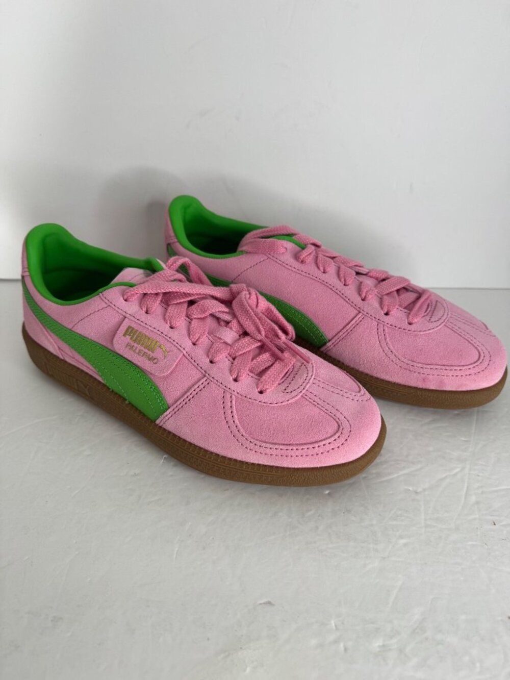 NIB Puma Palermo Special Pink Delight Puma Green-Gum EU 39 US 8.5 Suede - Picture 4 of 8